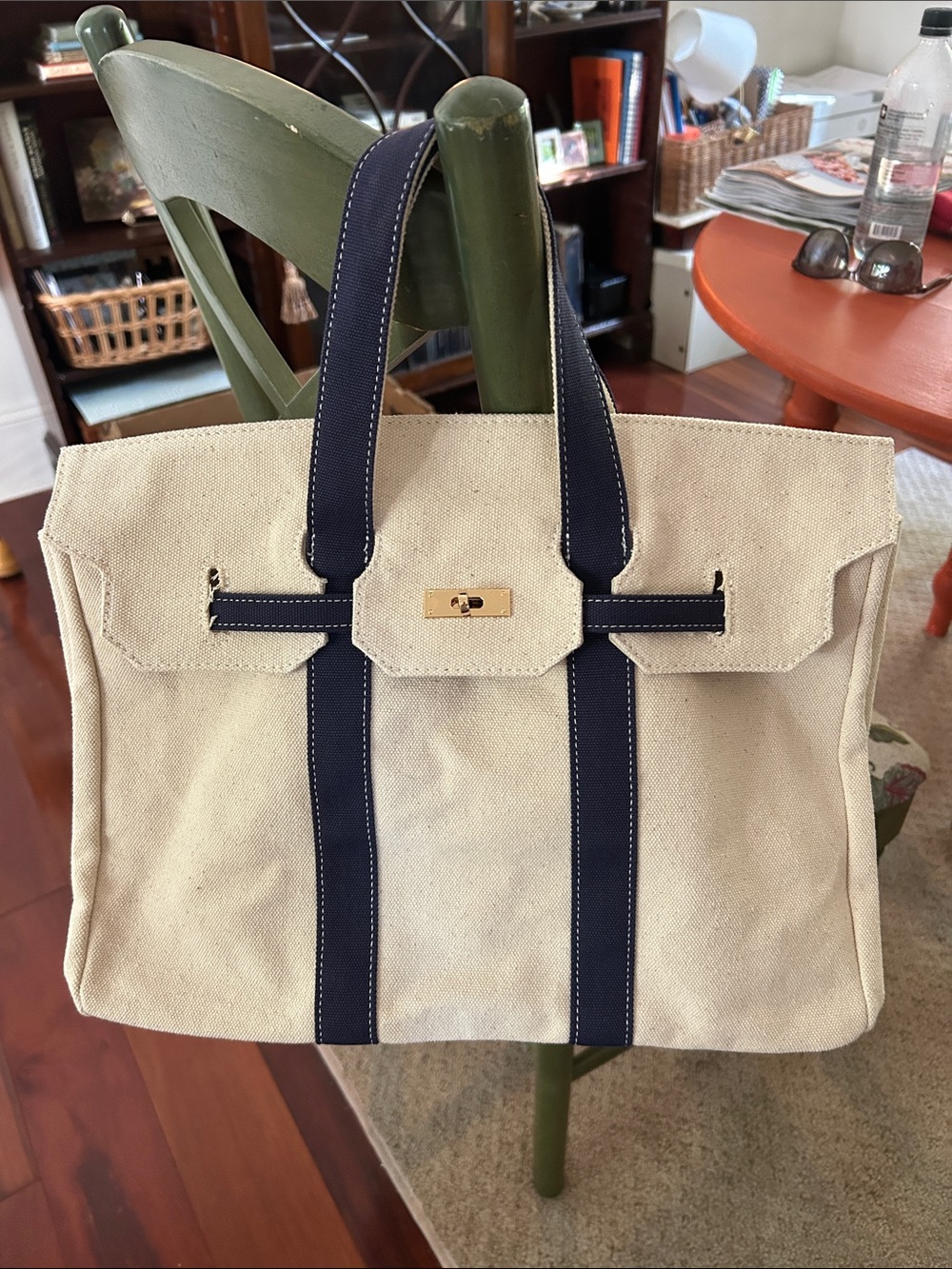 Charleston Shoe Co. Canvas Tote Bag with Navy Trim -